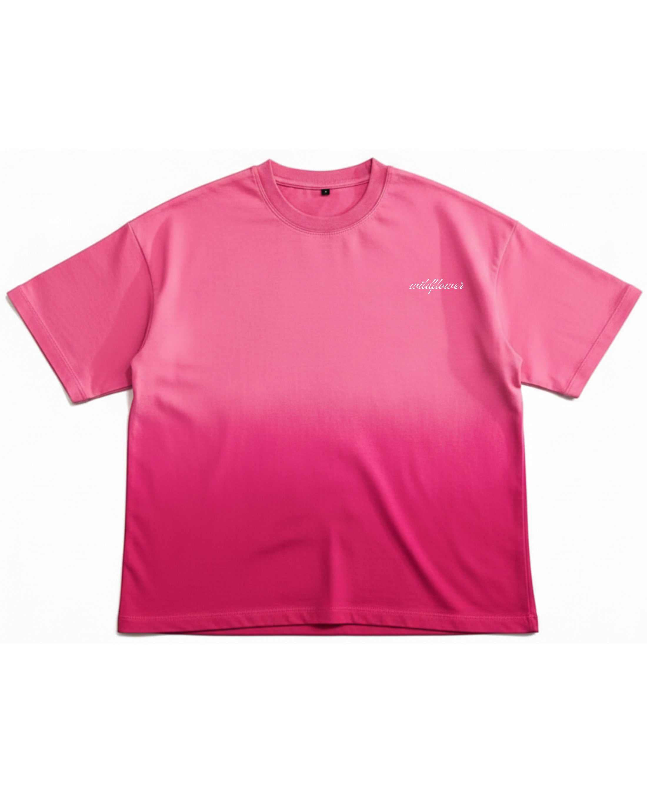 Pink Sunfade Ombré Wash Boxy Fit T-shirt Front Design