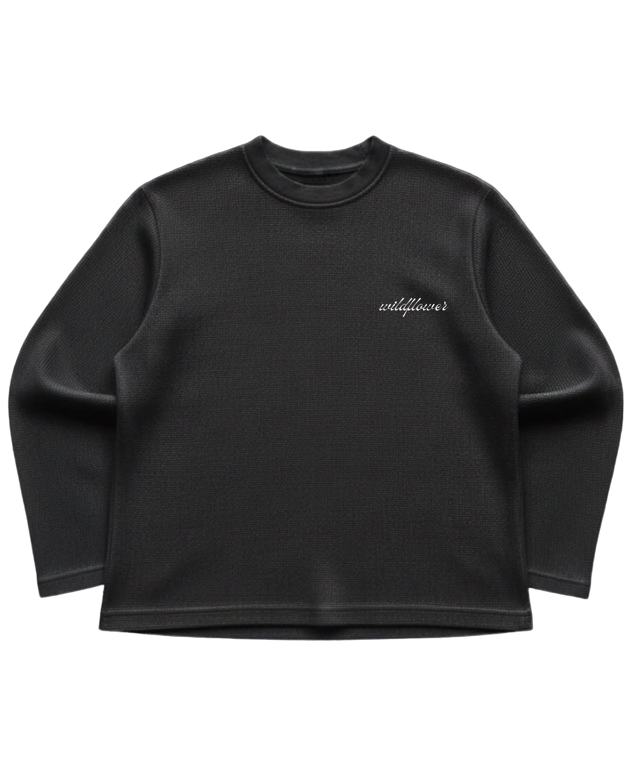 Black waffle knit oversized full-sleeve Front Design